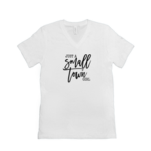 Load image into Gallery viewer, Just a Small Town Girl -- White Bella Canvas V-neck Tee - Southern Crush
