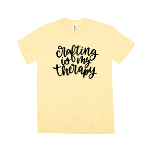 Crafting is my Therapy -- Yellow Triblend Bella Canvas Crewneck Tee - Southern Crush