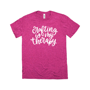 Crafting is my Therapy -- Berry Triblend Bella Canvas Crewneck Tee - Southern Crush