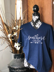 Southern Crush Logo -- Navy Bella Canvas V-neck Tee - Southern Crush