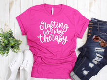 Load image into Gallery viewer, Crafting is my Therapy -- Berry Triblend Bella Canvas Crewneck Tee - Southern Crush