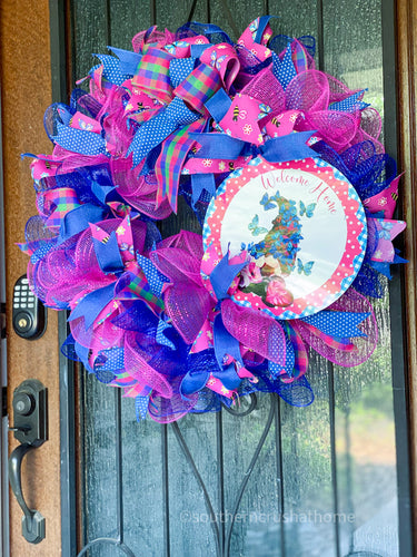 Welcome Home Spring Gnome Butterfly Wreath - Southern Crush