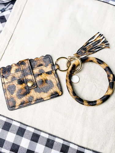 Leopard ID Wallet Wristlet with Tassel - Southern Crush