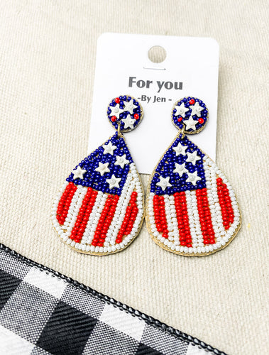 American Flag Beaded Earrings - Southern Crush