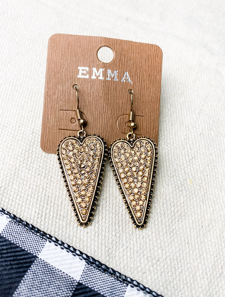 Bling Teardrop Heart Emma Earrings - Southern Crush