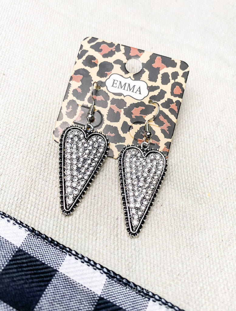 Bling Teardrop Heart Emma Earrings - Southern Crush