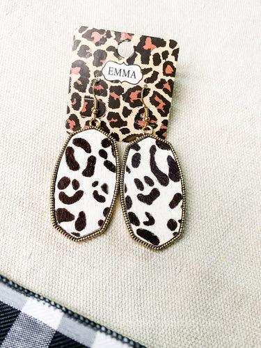 White and Brown Leopard Emma Earrings - Southern Crush