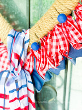 Load image into Gallery viewer, Patriotic Heart Shaped Wreath with Beads and Scarf - Southern Crush