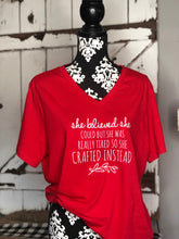 Load image into Gallery viewer, She Believed She Could But... -Red Bella Canvas V-neck Tee - Southern Crush