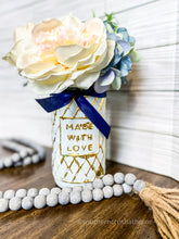 Load image into Gallery viewer, &quot;Made with Love&quot; Gold Leaf Glass Vase with Faux Flowers - Southern Crush