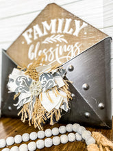 Load image into Gallery viewer, &quot;Family Blessings&quot; Metal &amp; Wood Envelope with Magnetic Messy Bow - Southern Crush