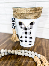 Load image into Gallery viewer, Buffalo Check Bunny Metal Bucket with Jute Twine and Beaded Tassel - Southern Crush