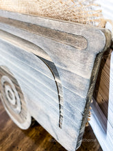 Load image into Gallery viewer, Gray Stained Wooden Farmhouse Truck with Burlap Pocket - Southern Crush