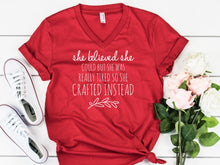 Load image into Gallery viewer, She Believed She Could But... -Red Bella Canvas V-neck Tee - Southern Crush